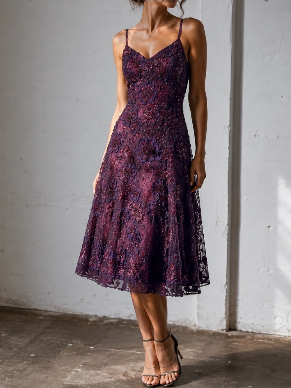 Vintage Bell Beaded Mesh 3D Floral Cocktail Dress‎ Y2K Whimsigoth Size 6